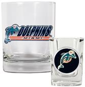 NFL Miami Dolphins Rocks Glass / Shot Glass Set