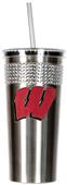 NCAA Wisconsin Stainless Bling Tumbler Straw