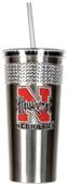NCAA Nebraska Stainless Bling Tumbler Straw