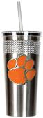 NCAA Clemson Tigers Stainless Bling Tumbler Straw