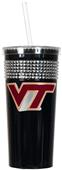 NCAA Virginia Tech Black Bling Tumbler w/Straw