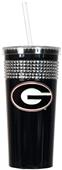 NCAA Georgia Bulldogs Black Bling Tumbler w/Straw
