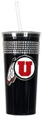 NCAA Utah Utes Black Bling Tumbler w/Straw