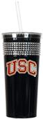 NCAA USC Trojans Black Bling Tumbler w/Straw