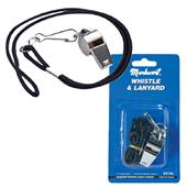 Nickel Plated Whistle w/ Black Lanyard