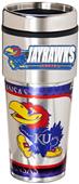 NCAA Kansas Travel Tumbler Hi-Def Metallic Graphic