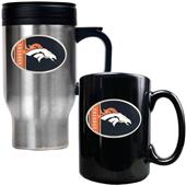 NFL Denver Broncos Travel Mug & Coffee Mug Set
