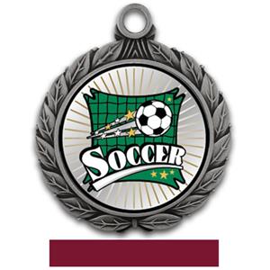 SILVER MEDAL/MAROON RIBBON