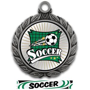 SILVER MEDAL/DELUXE SOCCER RIBBON