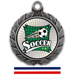 SILVER MEDAL/RED WHITE & BLUE RIBBON