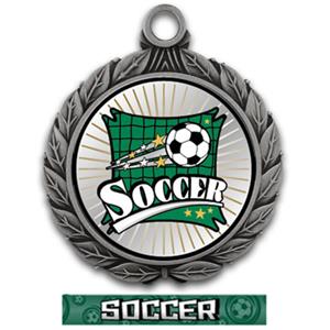 SILVER MEDAL/GRAPHX SOCCER RIBBON