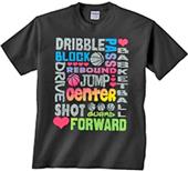 Image Sport Basketball Glitter Words T-Shirt