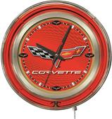 Holland GM Corvette C6 Red Face Neon Logo Clock Holland GM Corvette C6 Red Face Neon Logo Clock