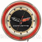 GM Corvette C6 19" Black Face Neon Logo Clock GM Corvette C6 19" Black Face Neon Logo Clock