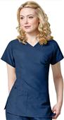 WonderWink Easy Fit Shirred Fashion Wrap Scrub Top