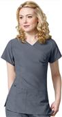 WonderWink Easy Fit Shirred Fashion Wrap Scrub Top