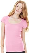 Bella+Canvas Womens Sheer Mini Rib Scoop Neck Tee Bella+Canvas Womens Sheer Mini Rib Scoop Neck Tee