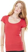 Bella+Canvas Womens Sheer Mini Rib Scoop Neck Tee Bella+Canvas Womens Sheer Mini Rib Scoop Neck Tee