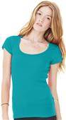 Bella+Canvas Womens Sheer Mini Rib Scoop Neck Tee Bella+Canvas Womens Sheer Mini Rib Scoop Neck Tee