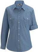 Edwards Womens Chambray Roll-Up Long Sleeve Shirt Edwards Womens Chambray Roll-Up Long Sleeve Shirt
