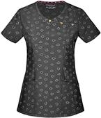 Heartsoul Be Mine Womens Mock Wrap Scrub Top