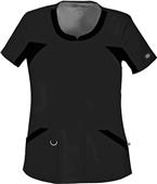 Dickies Women's Jr Fit V-Neck Knit Panel Scrub Top