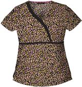 Heartsoul Wild Child Khaki Mock Wrap Scrub Top
