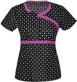Heartsoul Dot You Forget It Mock Wrap Scrub Top
