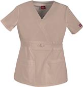 Dickies Womens Jr Fit Mock Wrap Smocking Scrub Top
