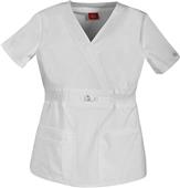 Dickies Womens Jr Fit Mock Wrap Smocking Scrub Top
