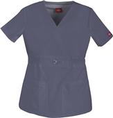 Dickies Womens Jr Fit Mock Wrap Smocking Scrub Top