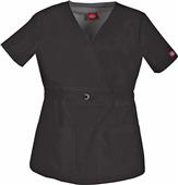 Dickies Womens Jr Fit Mock Wrap Smocking Scrub Top