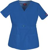 Dickies Womens Jr Fit Mock Wrap Smocking Scrub Top