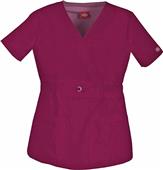 Dickies Womens Jr Fit Mock Wrap Smocking Scrub Top