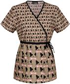 Runway Women Meow-t-ragious! Mock Wrap Scrub Tunic