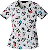 Runway Women's Panda Party Round Neck Scrub Top
