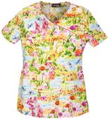 Runway Women's Peaceful Garden Mock Wrap Scrub Top