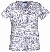 Runway Womens Sundays in the Park V-Neck Scrub Top