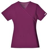 Cherokee Women's Mock Wrap Knit Panel Scrub Top