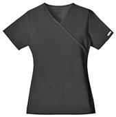 Cherokee Women's Mock Wrap Knit Panel Scrub Top