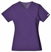 Cherokee Women's Mock Wrap Knit Panel Scrub Top