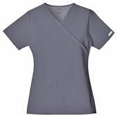 Cherokee Women's Mock Wrap Knit Panel Scrub Top