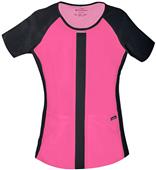 Cherokee Womens Color Blocked Round Neck Scrub Top