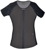 Cherokee Womens Color Blocked Round Neck Scrub Top