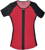 Cherokee Womens Color Blocked Round Neck Scrub Top