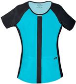 Cherokee Womens Color Blocked Round Neck Scrub Top