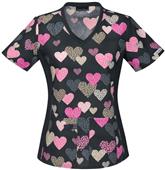 Cherokee Womens Dots So Heartfelt V-Neck Scrub Top