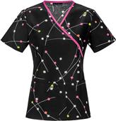 Cherokee Womens Daisy Diagonal Mock Wrap Scrub Top