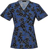 Cherokee Womens Mock Wrap Knit Panel Scrub Tops Cherokee Womens Mock Wrap Knit Panel Scrub Tops