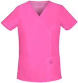 Cherokee Women's Breast Cancer Mock Wrap Scrub Top